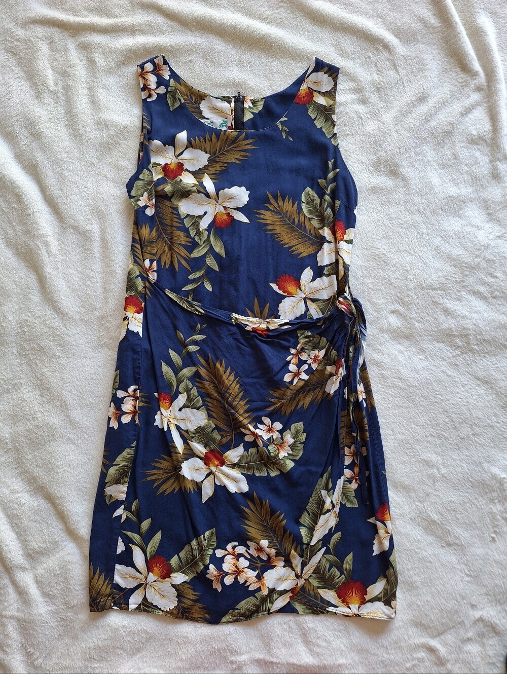Two Palms Made in Hawaii Womens M Rayon Hawaiian Floral Faux Wrap Tank Dress